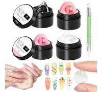 3D Nail Gel, 4 Colors Gel Manicure Glue, Extension Nail Molding Gels for Rhinestone, French Tips, Stamping, Foil Art, UV/LED Compatibility, Perfect for Salon, Home, Events, Tutorials, Fashion