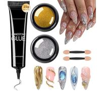 3D Nail Gel Mirror Metallic Effect Chrome Nail Powder, Gold and Silver Chrome Powder Nail Powder, Clear Solid Base Colour 3d Nail Gel Design DIY Nail Art