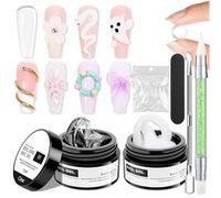 3D Nail Gel, Non Stick Nails Design Sculpture Hard Building Gel Extension Kit for Beginners Professionals Beauty Salon Use Women Girls Brides Mothers Students Home DIY Nails Craft