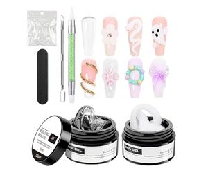 3D Nail Glue - Sculpting Gel For Nails 2x15ml | Pudding Gel, Non-Stick Hard Gell 3D Art, Hand-Moldable Extension Glue Sculpting Carving, Manicure Kit With Pen Molds File For Beginners Home Salon