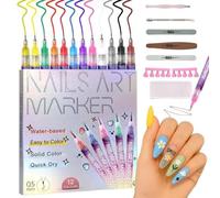 3D Nail Polish Pens for Painting, 12 Colors Nail Art Pens Set, DIY Quick Dry Graffiti Dotting Point Liner Pens, 2025 Upgrade Nail Art Markers for Gel Nails, Nails Art Drawing Tool