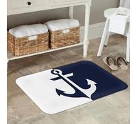 3D Nautical White and Blue Anchor Non-Slip Doormat Floor Mat Antiwear Carpet Rug for Kitchen Entrance Bedroom Footpad Mats-50x80cm
