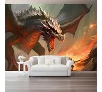3D No Tejidopapel Pintado Fantasíarojo Dragón Guerrero - Fotomural Decorativo Para Salón Dormitorio Habitación Infantil Estudio O Fondo De Tv