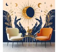 3D No Tejidopapel Pintado Misteriooro Fases Lunares Pan De Oro - Fotomural Decorativo Para Salón, Dormitorio, Habitación Infantil, Estudio O Fondo De Tv