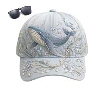 3D Ocean Creatures Embroidery Cap,Adjustable Cotton Baseball Cap with Raised Marine Animal Embroidery,UV Protection Sun Cap