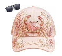 3D Ocean Creatures Embroidery Cap,Adjustable Cotton Baseball Cap with Raised Marine Animal Embroidery,UV Protection Sun Cap