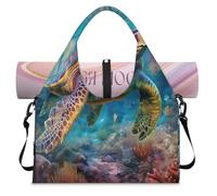3D Oceans Turtle Submarine World - Bolsa de lona deportiva con compartimento para zapatos, fin de semana, bolsa de equipaje para gimnasio, yoga, viajes, color, L, Bolsa de viaje
