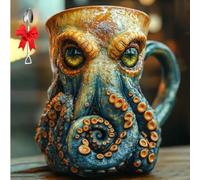 3D Octopus Kraken Design Beer Mug,Medieval Pirate Viking Beer Cup,Pirate Tankard Deep Ocean Creature Octopus Mug for Sea Lovers and Collectors,Coffee Decorate Mug for Bar Restaurant Home Men Gift
