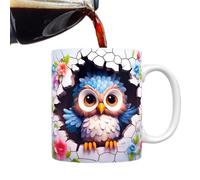 3D Owl Coffee Mug - 11oz Ceramic Novelty Mug with 3D Flat Painted Owl Design, Decorative Ówl Cup for Coffee, Milk, Tea, Home Office Use, Gift for Òwl Lovers