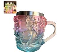 3D Painted Girl Book Mug,Women's Image Book Cup with Handle,Resin & Stainless Steel Novelty Coffee Mugs,Handcrafted Painted Books Mug for Readers Librarians Literature Lovers (Style A)