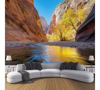 3D Paisaje Natural Papel Pintado de Seda Para Pared - Cañón Del Parque Mural Decorativo Para Dormitorio Y Sala - Marrón Amarillento Decoración De Pared Papel Tapiz Fotomurales 350×256cm
