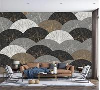 3D Panorámica De Pared De Geometría En Forma De Abanico Empalme Decorativo. Premium Papel Pintado Seda Para Sala Dormitorio Niño Dormitorio Decoración Moderno Póster Cuadros Fotos Pared (300 x 210cm )