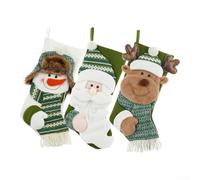 3D Papá Noel muñeco de nieve renos medias de Navidad grandes de punto chimenea colgante regalos calcetines conjunto de 3 para decoración de vacaciones