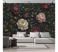 3D Papel Pintado Escultura De Rosa Y Vid En 3D Para Pared, Mural Decorativo Estilo Barroco Para Salón Dormitorio Póster Fotográfico Papel Tapiz Fotomurales De Pared 300x210cm