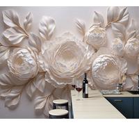 3D Papel Pintado Hojas De Flores De Peonía Para Pared, Mural Decorativo Arte De Escultura De Papel En 3D Para Salón Dormitorio Póster Fotográfico Papel Tapiz Fotomurales De Pared 350x256cm