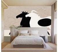 3D Papel Pintado Minimalista Creativo En Blanco Y Negro Caballo Al Galope | Seda Texturizada de Premium Ideal Para el Estudio Comedor Salón Dormitorio Cocina Sofá TV y la Decoración Pared-150cm×105cm