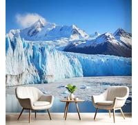 3D Papel Pintado Montañas Glaciares Para Pared - Mural Decorativo Azul Real Para Dormitorio Y Sala Paisaje Natural - Póster Fotográfico Papel Tapiz Fotomurales De Pared 200X140Cm