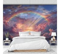 3D Papel Pintado Panorámico Arcoíris Nubes Marinas Arco De Piedra 300x210cm, Papel Pintado Panorámico Magnífico Estilo Fantástico Fotomurales De Seda Decor De Pared Para Cuarto De Niño, Salón Intenso