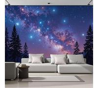 3D Papel Pintado Panorámico Montañas Vía Láctea Cielo Estrellado 200x140cm, Papel Pintado Panorámico Magnífico Cielo Estrellado Natural Fotomurales De Seda Decor De Pared Para Cuarto De Niño, Salón