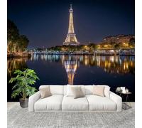 3D Papel Pintado Panorámico Vista Nocturna de la Ciudad Fotomurales 350 x 256 cm Papel Tapiz Fotográfico parís No Tejido Murales Modernos Decoración de Pared, Salón y Dormitorio m658