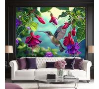3D Papel Pintado Plantas Viento Pájaros Para Pared - Mural Decorativo Impermeable Para Dormitorio Y Sala Pájaros Volando Entre Ramas- Papel Tapiz Fotomurales De Pared