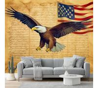 3D Papel Pintado Retro Americano Para Pared - Mural Decorativo Impermeable Para Dormitorio Y Sala Marrón Águila Patrón Manuscrito- Papel Tapiz Fotomurales De Pared