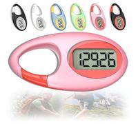 3D Pedometer Step Counter for Firefighters Walking No Bluetooth Fitness Tracker with Large Digital Display Accurately Track Steps Miles No Smartphone Needed for Women Men Kids Seniors (Pink + Red)