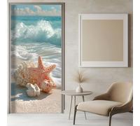 3D Pegatinas de Pared Estrella De Mar Playa Mar, PVC Adhesivo Fotográfico Vinilos Puerta Pegatina Pared Murales Color Claro para Cocina Habitación Decorativos 77x200 cm