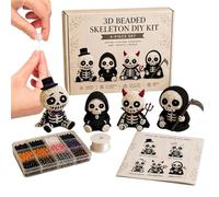 3D-Perlen-Skelett-Bastelset - Halloween-Spielzeug mit Anleitung,3D-Skelett Perlenstickerei Kunst Halloween-Deko-Set für Kinder Jugendliche Erwachsene Anfänger Zuhause Party Schule