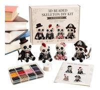 3D-Perlen-Skelett-Bastelset - Halloween-Spielzeug mit Anleitung,3D-Skelett Perlenstickerei Kunst Halloween-Deko-Set für Kinder Jugendliche Erwachsene Anfänger Zuhause Party Schule