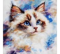 3D Pillow Latch Hook Embroidery Kits Cute Animals,Siamese Cat,DIY Pillow Materials Package Crocheting Rug Yarn Cushion Embroidery Set fit for Beginners,17x17inch