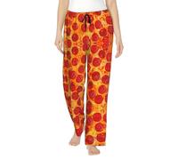 3D Pizza Pepperoni - Pantalones de pijama para mujer, pantalones de descanso tumbados en el sofá en un fin de semana perezoso, Negro, 3XL