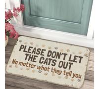 3D Please Don't Let The Cat out Cat Entrance Mat, Polyester Doormat, Fun Farmhouse Home Decor for Front Door, Bedroom-60x90cm