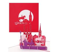 '3d pop up tarjeta "Zürich - panorámico con Gross Münster - Tarjeta de felicitación con zürcher Panorama - Ciudades tarjeta como Suiza Souvenir, tarjeta de invitación & cupones para Städter Eise
