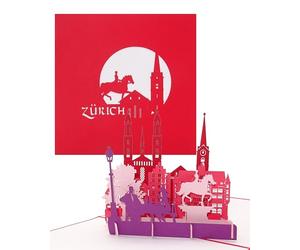 '3d pop up tarjeta "Zürich - panorámico con Gross Münster - Tarjeta de felicitación con zürcher Panorama - Ciudades tarjeta como Suiza Souvenir, tarjeta de invitación & cupones para Städter Eise