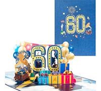 3D Pop up Tarjetas de Cumpleaños,Tarjetas de 60 Años,Tarjetas de Aniversario con Sobres,Adecuadas para Cumpleaños,Bodas,Amistades e Inducciones