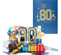 3D Pop up Tarjetas de Cumpleaños,Tarjetas de 80 Años,Tarjetas de Aniversario con Sobres,Adecuadas para Cumpleaños,Bodas,Amistades e Inducciones