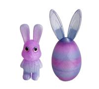 3D Printed Luminous Easter Egg with Bunny Inside - 8.5" Large Glow in the Dark Rabbit Figurine Surprise - Gradient Rainbow Color PLA Egg Container - Unique Easter Basket Stuffer(Crystal Purple)