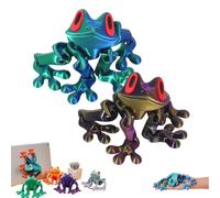 3D Printed Magnetic Frog Fridge Magnet,Realistic Jumping Frogs Refrigerator Toys,Multiple Movable Joints Articulated Frog Model,Poseable Decor for Fridge & Metal Surfaces (2C)