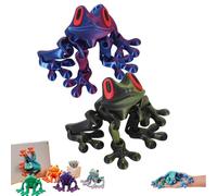 3D Printed Magnetic Frog Fridge Magnet,Realistic Jumping Frogs Refrigerator Toys,Multiple Movable Joints Articulated Frog Model,Poseable Decor for Fridge & Metal Surfaces (2A)