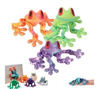 3D Printed Magnetic Frog Fridge Magnet,Realistic Jumping Frogs Refrigerator Toys,Multiple Movable Joints Articulated Frog Model,Poseable Decor for Fridge & Metal Surfaces (3A)