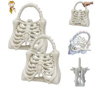 3D Printed Skeleton Bone Bag,Gothic Ribcage Skeleton Purse,Halloween Spooky Bone Handbag,Fashion Skull Shoulder Bag (2)