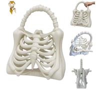 3D Printed Skeleton Bone Bag,Gothic Ribcage Skeleton Purse,Halloween Spooky Bone Handbag,Fashion Skull Shoulder Bag (1)
