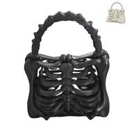 3D Printed Skeleton Bone Bag, Gothic Skeleton Purse, Spooky Ribcage Handbag, Bag of Bones Halloween, Fashion Gothic Halloween Skull Shoulder, Dark Aesthetic Accessory (black)