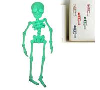 3D Printed Skeleton Fridge Magnet, Mini Skull Fridge Magnets with Movable Joints, Interesting Multi-Color Human Skull Magnetic Decorations, for Halloween Refrigerator (Glow-in-The-Dark 1)