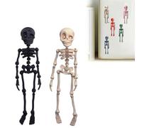 3D Printed Skeleton Fridge Magnet, Mini Skull Fridge Magnets with Movable Joints, Interesting Multi-Color Human Skull Magnetic Decorations, for Halloween Refrigerator (2Pcs H)