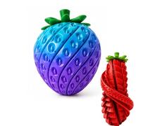 3D Printed Twisty Strawberry Fidget Toy,Twist and Turn Sensory Puzzle Ball For Stress Relief,Anxiety Relief Desk Fidget(Purple+Blue)