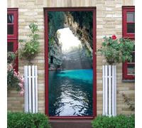 3D Puerta Murales Pegatinas Paisaje de lago Papel Pintado Puertas Autoadhesivo Vinilos,para Cocina Sala deBaño Decorativos 77x200cm