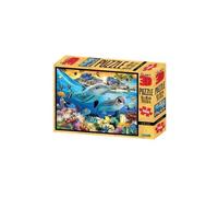 3D Puzzle-500 Piezas-Island Puesta de Sol - Mar - Delfines