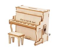 3D Puzzles for Adults, Wooden Piano Music Box Kit, Handmade Brain Teaser Puzzle Set, Vintage Craft Assembly Model with Moving Parts for Creative Learning D IY Gift